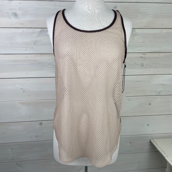 KORAL Ilana Kugel Beige Dolphin Mesh Beach Cover-up Tank Top - NWT - Picture 1 of 7